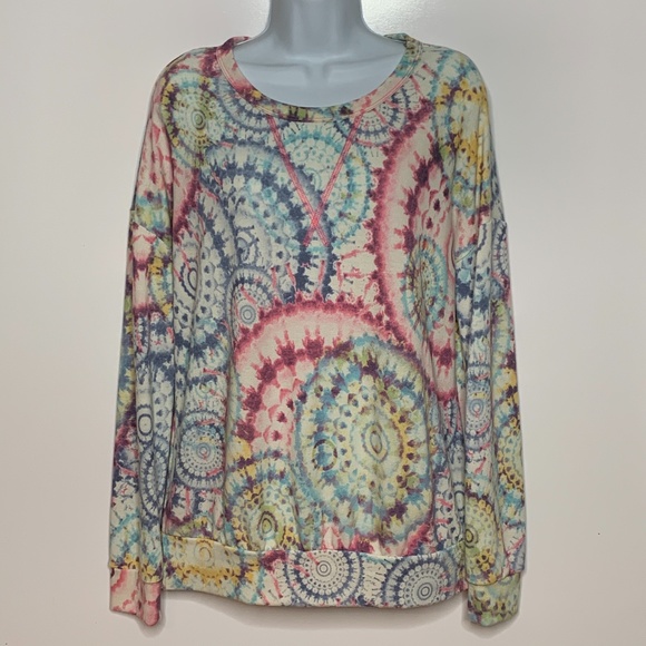 Circle Pattern Tie Dye Long Sleeve Top - Picture 1 of 5